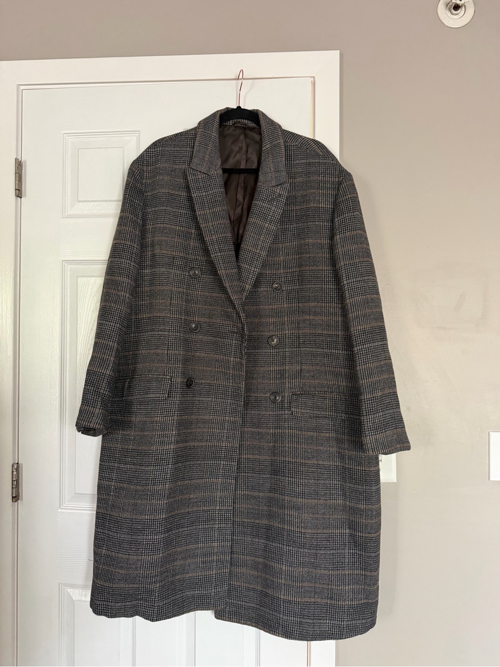 Banana Republic Heritage Collection Wool Blend Plaid Long Coat Mens Jacket